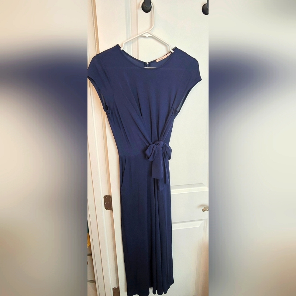Mi Ami By Francheaca's Pantsuit With Tie Navy Blue Small